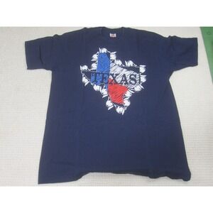 VTG Texas Shirt Adult XL Blue State Graphic‎ Crew Neck Short Sleeve Made In USA